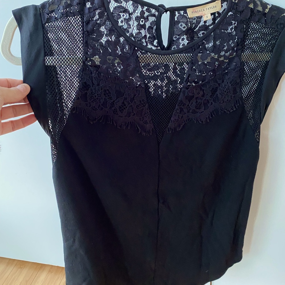 Rebecca Taylor shirtsleeved lace top